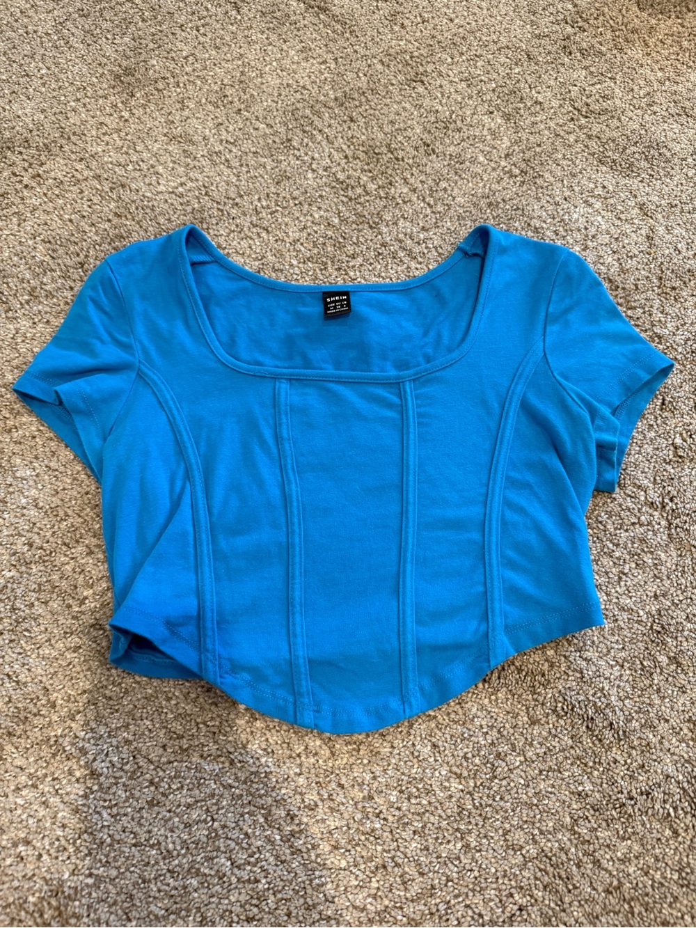 SHEIN Bright Blue Scoop-Neck Crop Top